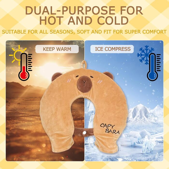 Грілка для шиї, подушка для шиї, грілка з м&39яким чохлом, грілка для шиї та плеча, подарунки для зимового тепла, для жінок, матерів, батьків (Капібара)