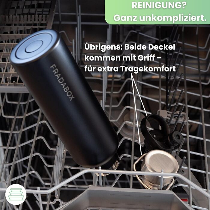 Пляшка для води преміум-класу з нержавіючої сталі Lake 750 мл, герметична та придатна для миття в посудомийній машині, двостінний вакуумний термос для активного відпочинку, екологічна, без BPA безкоштовна спортивна кришка (чорна)