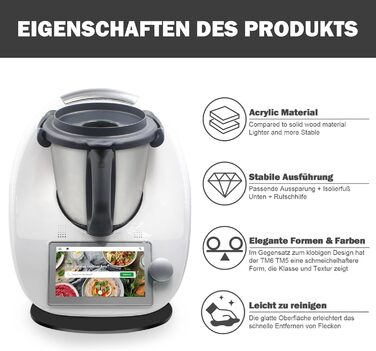 Для розсувної дошки Thermomix TM6 TM5 Acrylic - Швидкорухома ролінгова дошка для кухонного комбайна Thermomix Vorwerk TM 6 Аксесуари Pad Board (глянцевий чорний)