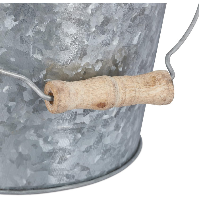 Набір із 5 цинкових горщиків Relaxdays, горщик для трав для кухні, балкону та саду, відро для квітів з оцинкованого металу з ручкою, сріблястий