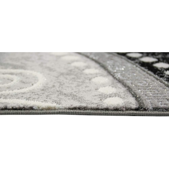 Килим сучасні орнаменти з блискітками сірий чорний крем розмір 200x280 см