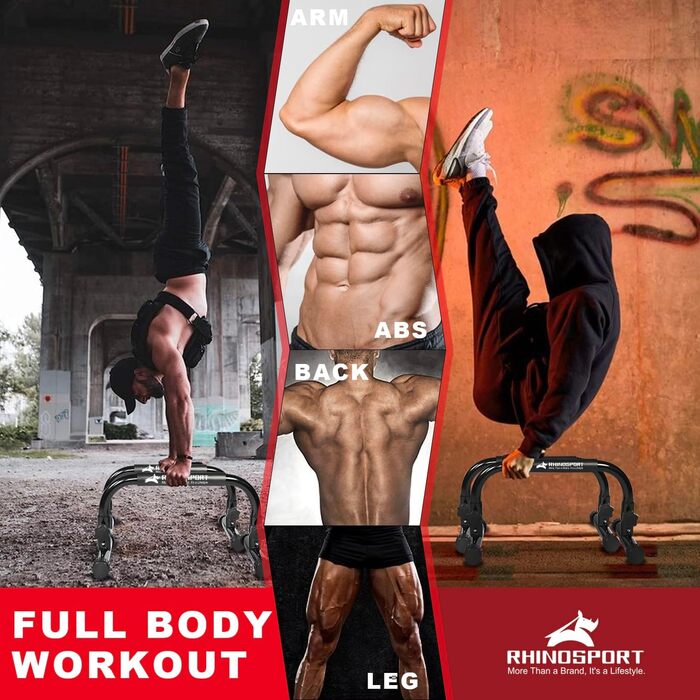 Турніри Parallettes Dip для калістеніки, віджимання, висота 10,2 дюйма, вантажопідйомність 300 кг/661 фунтів, силові тренування, домашній тренажерний зал, обладнання для калістеніки 19,6x10,2x10,2 дюйма, червоний