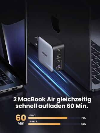 Зарядний пристрій GaN USB C Блок живлення 4 порти Зарядний пристрій PD з PPS сумісний з MacBook Pro, iPhone 16 Pro Max/16 Pro/15 P