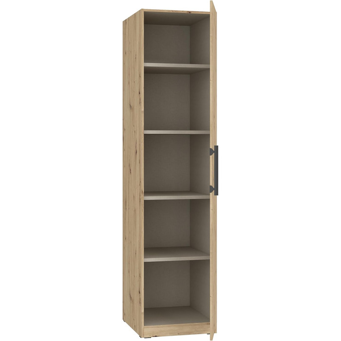 Багатофункціональна шафа Forte CADIXO 50, кутова шафа в скандинавському стилі, 1 дверцята, інженерна деревина, коридор/вітальня/спальня, декор з дуба ручної роботи, 51,2 см завширшки x 212,9 см заввишки x 58,9 см завглибшки