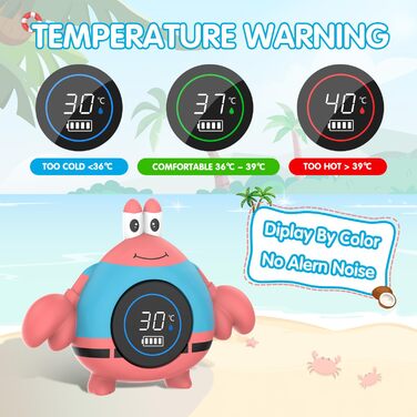 Дитячий термометр Babyelf, безпечний акумуляторний термометр для ванни, плаваюча іграшка для дитячого басейну для ванни з попередж