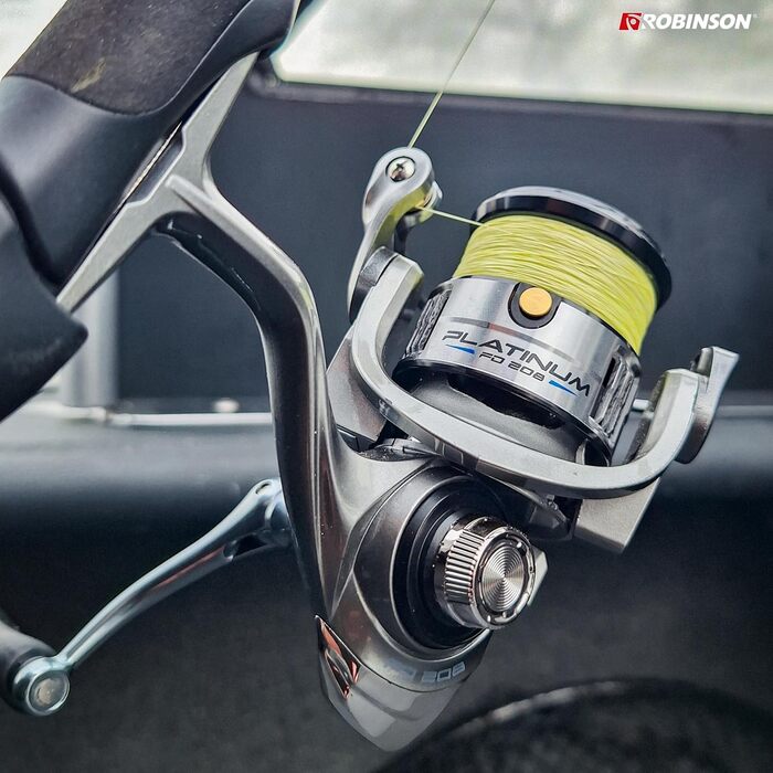 Котушка для спінінгу Robinson з 8 кульковими підшипниками - антиреверс - графітовий корпус - алюмінієва шпуля - передавальне число 5.21 - гальмівний вал 8 кг - котушка для спінінгу - Platinum 3000