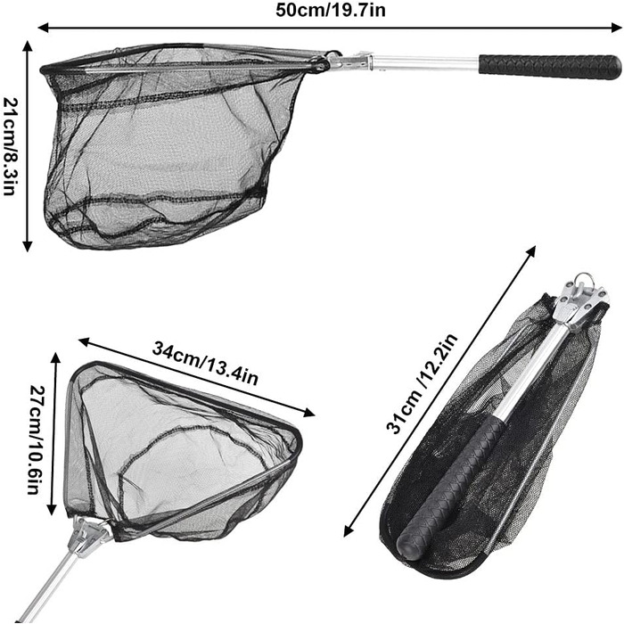 Рибальський сачок LYTIVAGEN Складний сачок для риби Сачок для риби Нейлонова сітка для риболовлі з неслизькою ручкою 34x27 см Стійка сачка для риболовлі Сачок для ставків для дорослих і дітей