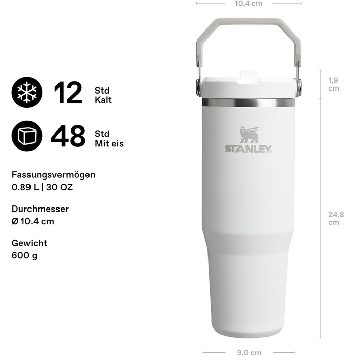 Пляшка для пиття STANLEY Flip Straw Tumbler 1.0 з трубочкою 0.89 л - Термос зберігає напої холодними протягом 12 годин - Можна мити в посудомийній машині - Спортивна пляшка - Пляшка для води без BPA - Морозостійка