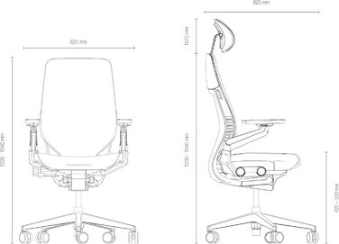 Ергономічне офісне крісло Steelcase Gesture з підлокітниками на 360, 3D-функцією поперекової підтримки Live Back, регульованим підголівником, чорне, 66 x 62,5 x 107 см