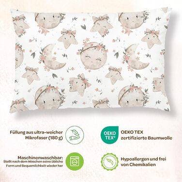 Дитяча подушка SUPERBE BEBE з бавовняною наволочкою - Подушка для дітей від 1 до 3 років розміром 33x45см - М'яка подушка Гіпоалер