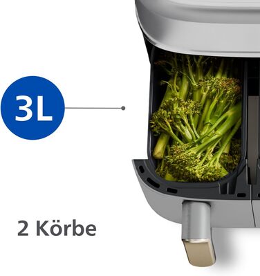 Аерофритюрниця Philips Airfryer 3000 Serie з двома кошиками, Білий, 9 л
