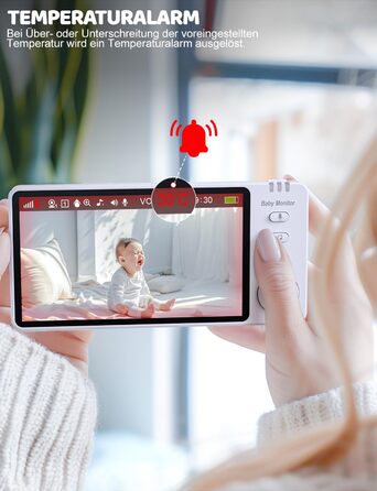 Монітор для дітей з камерою 5 дюймів 720p HD Відео Монітор для дітей Нічне бачення Режим VOX Двосторонній аудіо Моніторинг темпера