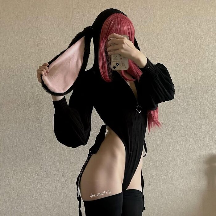 Косплей Сексуальний костюм Зайчика Косплей Білизна для жінок Костюми тварин Боді Зайчик Чорний XS-M