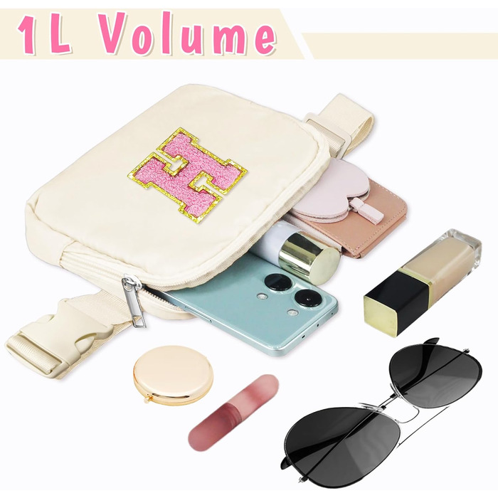 Маленька сумка на пояс з нашивкою з ініціалами, регульований ремінець для жінок, підлітків, дівчат, бігу, подорожей, спортзалу, по