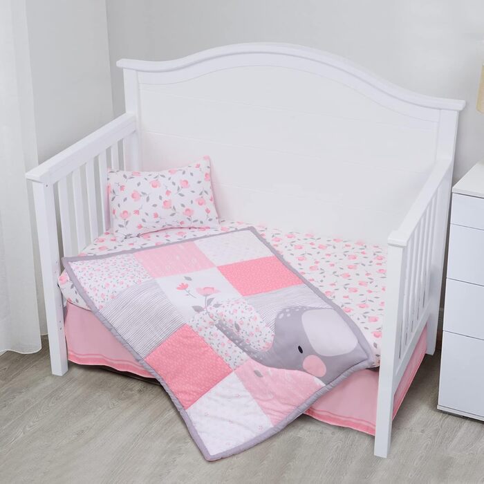 Комплект постільної білизни в дитяче ліжечко JISEN з 4-х предметів для дівчаток і хлопчиків, м'який дитячий комплект постільної бі