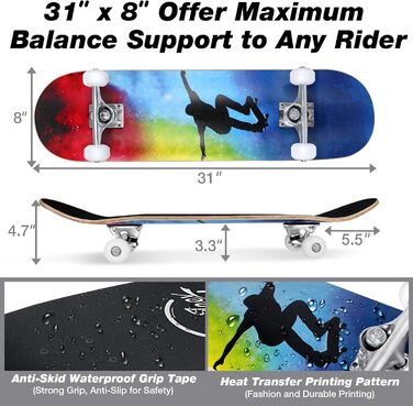 Круїзерний скейтборд BELEEV Cruiser Skateboard 79 x 20 cm – Blue Nebulae