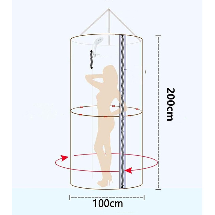 Підвісна кругла душова накидка, душова шторка для кемпінгу на відкритому повітрі, піших прогулянок, пляжу, душу, туалету, підставки для одягу, конфіденційності, B, 2M 2M B