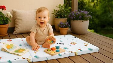 Розкладний матрац, розкладний матрац для дорожнього ліжечка, дитячий матрац 60x120 см - Розкладний матрац для дітей, гостьовий матрац, розкладний дитячий матрац, матрац на підлогу, матрац для сну та дорожній матрац 60 x 120 см, матрац Africa