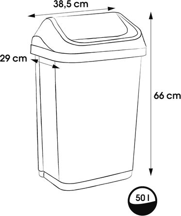 Відро для сміття з відкидною кришкою, 50 л, Swantje, графітово-сірий графіт 50 л, Swantje, графітовий 50 л
