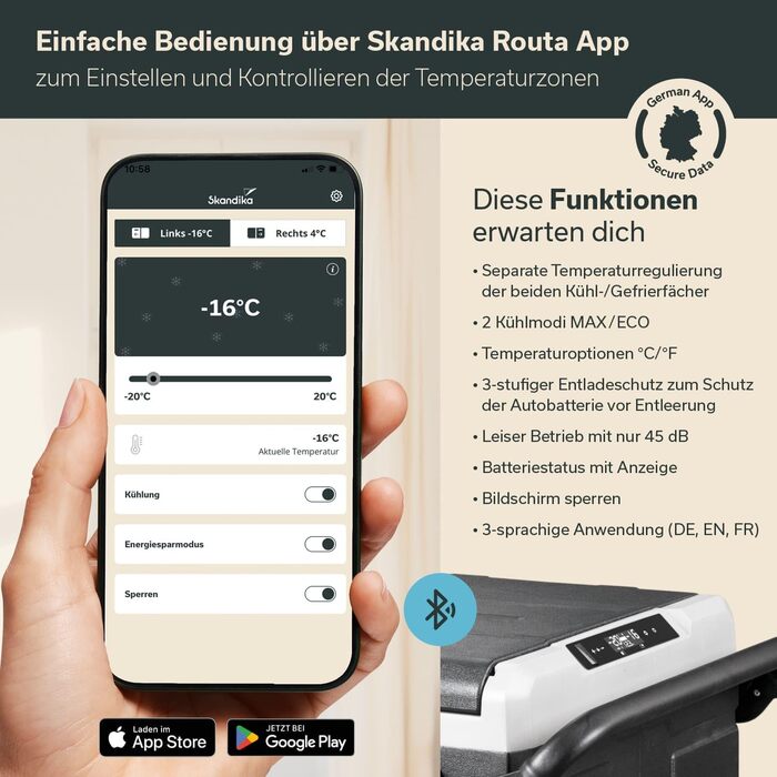 Морозильна камера Skandika для автомобіля від 35 до 55 л 10 до -20 C компресорна холодильна камера з перегородкою, безшумна, екоре