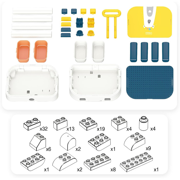 Дитячий набір столів RedCrab, стіл з будівельних блоків із місцем для зберігання, дитячий ігровий стіл, сумісний з іграшками-конструкторами, багатофункціональний робочий стіл - трансформується у валізу з колесами
