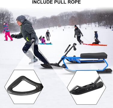 Санки Qdreclod Snowracer з 2-ножним гальмом і кермом Санки дитячі Санки з кермом для дітей Дорослі Лижні санки Санки переносні Сан