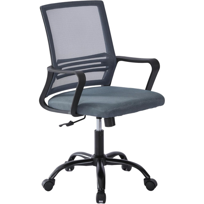 Регульоване офісне крісло mcc direct, ергономічне сітчасте поворотне крісло з м&39якою подушкою сидіння, комп&39ютерне крісло з регульованою висотою, поперековою опорою та поворотним шарніром, для дому, офісу, темно-сіра сітчаста тканина