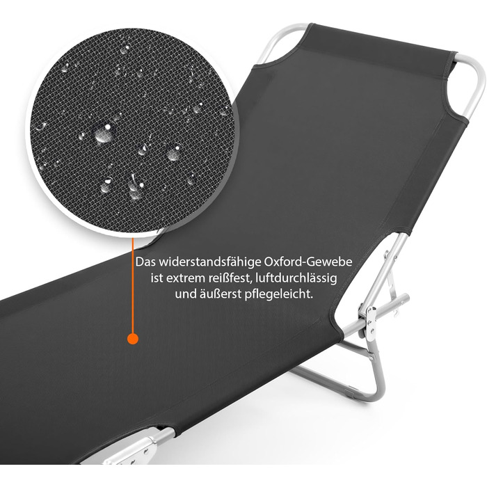 Складаний шезлонг BigDean, вантажопідйомність 150 кг, з 4-позиційним регулюванням спинки високоякісний садовий шезлонг для балкону, саду та пляжу чорний