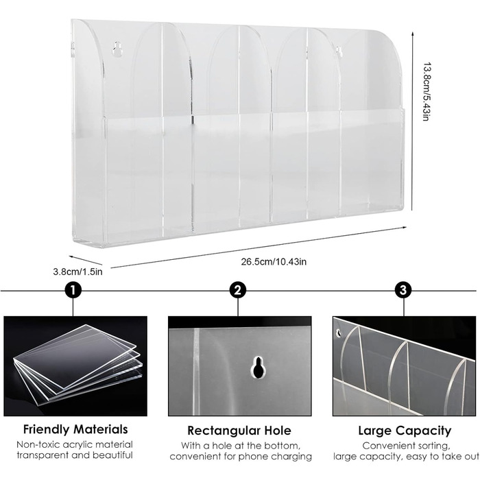 Відділення акриловий тримач пульта дистанційного керування прозорий настінне кріплення коробка для зберігання пульта дистанційного керування тримач настінний органайзер стіл підставка для письмового столу тумбочка, 4