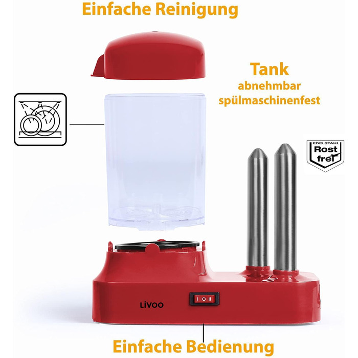 Машина для приготування хот-догів на 6 сосисок - Машина для приготування хот-догів зі знімним контейнером для підігріву - Підігрівач ковбас з шампурами з нержавіючої сталі для підігріву булочок - 340 Вт