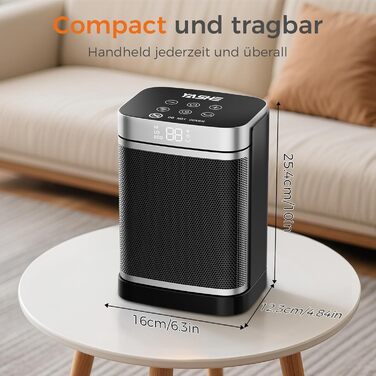 Енергозберігаючий електричний вентилятор-обігрівач YASHE 1500 Вт з пультом дистанційного керування, термостатом, керамічним нагрівальним елементом PTC, коливаннями 70, 24-годинним таймером, захистом від перегріву, захистом від перекидання, блокуванням від