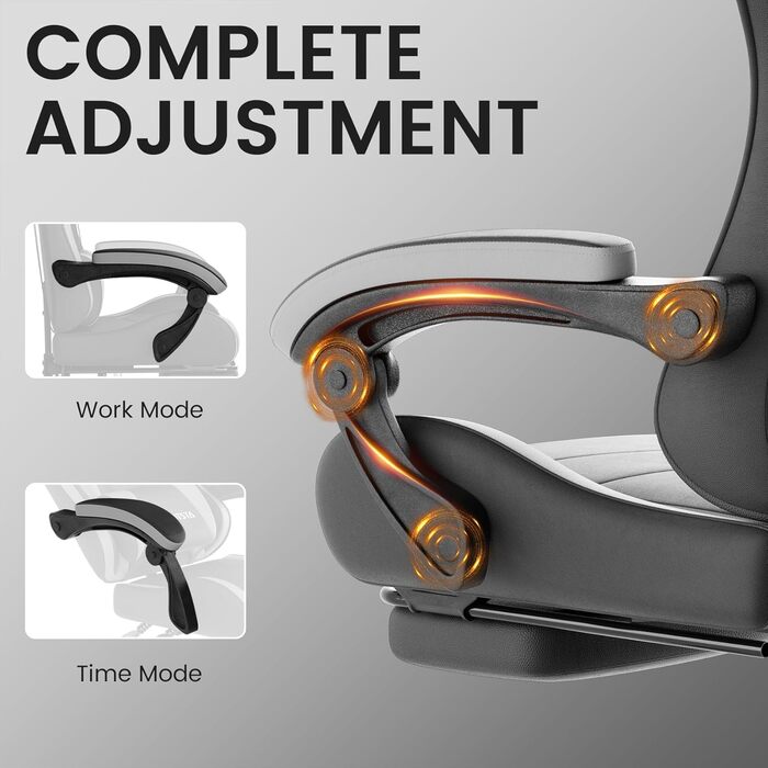 Ігрове крісло Комп&39ютерне крісло Ергономічне ігрове крісло з підставкою для ніг Офісне крісло Ергономічне комп&39ютерне крісло з поперековою опорою (BLKGY) Blackgery