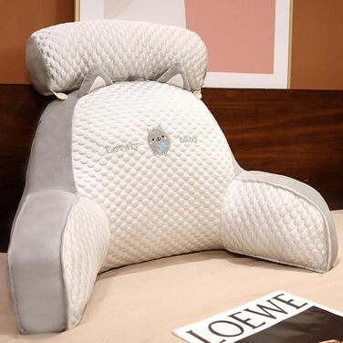 Подушка для читання для ліжка, подушка для спинки з підлокітниками, подушка для читання для ліжка для дорослих, спинка для сидіння, зручна спинка дивана для читання, відпочинку та перегляду телевізора, малюнок з котом, 50x70 см