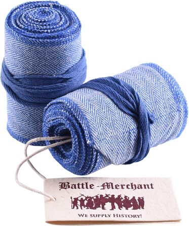 Середньовічні накидки на ноги Battle-Merchant для чоловіків та жінок, пара, візерунок &quotялинка&quot для середньовічних штанів або штанів вікінгів, бавовна, вікінги, LARP синій/натуральний