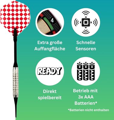 Найкраща спортивна електронна мішень для дартсу Nation, Віндзор або Брістоль 21 гра з 65 варіаціями, бездротова У комплекті 6 дротиків та 8 запасних наконечників Для до 8 гравців Брістоль 44 x 38,5 x 3 см