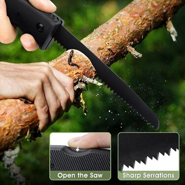 Універсальний туристичний сокира-ніж Freelander 5-в-1 з пилкою, піхвами та свистком, 34 см, для кемпінгу, походів та виживання, чорний