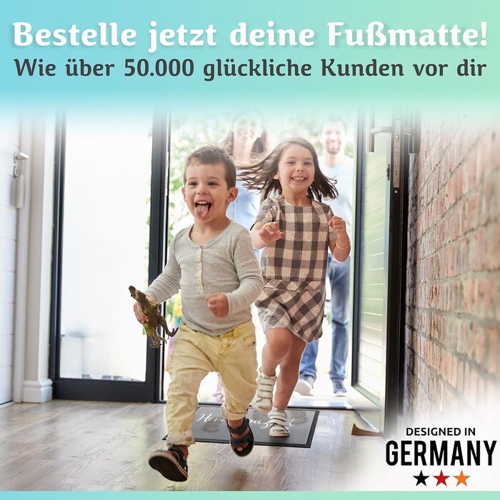 Килимок для дверей Welcome можна прати в пральній машині 40x60 см - ідеальний розмір для вхідних дверей. Килимок для внутрішнього використання, килимок для вітальні з написом &quotWelcome&quot та серцем, 40 x 60 см (прямокутний)