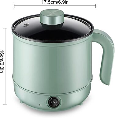 Електрична каструля, електричні фондю 1,7 л, портативна каструля з антипригарним покриттям, мультиварка з подвійним регулюванням потужності для смаження, стейків, пасти, раменної плити в гуртожитку та квартирі (зелений1)