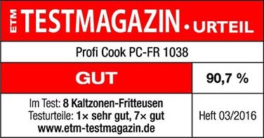 Подвійна фритюрниця ProfiCook Фритюрниця з 2 маленькими та 1 великим кошиком Подвійна фритюрниця з технологією холодної зони Фритюрниця ємністю 5 л і знімним контейнером з нержавіючої сталі ПК-ФР 1038