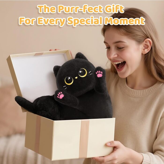 Подушка довга Mewaii Кіт чорний, 51 см, пуховий бавовна