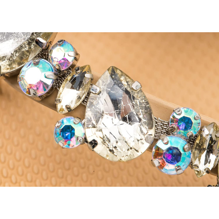 Бежевий - Жіночі літні шльопанці-шльопанці mooilo з бежевими стразами (вишиті вручну) - Ультрам&39яка підошва - Дизайн, зроблено в Німеччині, розмір 40 EU, Бежевий