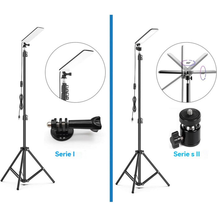 Зі стійкою телескопічний зовнішній робочий ліхтар 5V-1.5A, яскравий світлодіодний панельний світильник, регульований торшер-штатив, портативні прожектори, складна стійка