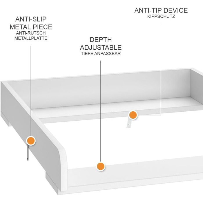 Насадка для пеленального столика Vicco Wicko, біла, 60 x 76 см (60 см без роздільника)