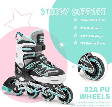 Роликові ковзани Cytia рожевого/фіолетового кольору для дітей з підсвічуванням світлодіодних колес, веселі миготливі роликові ковзани для початківців для дівчаток з регульованими ремінцями для жінок та чоловіків, A-зелений S - Маленькі діти (EU 28-31), 2P