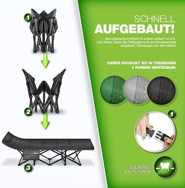 Складане кемпінгове ліжко tillvex з сумкою для перенесення, витримує до 200 кг Надзвичайно широке кемпінгове ліжко Ліжко для лову коропа для використання на вулиці та в приміщенні Складане гостьове ліжко для саду, кемпінгу, риболовлі, фестивалів, подороже