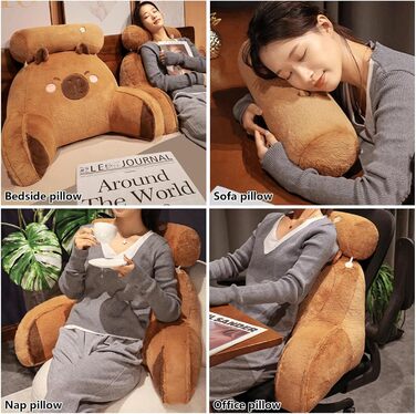 Подушка для читання Capybara для ліжка, плюшева подушка Capybara з опорою для шиї та рук, плюшева подушка для читання Capybara, спинка, подушка для позиціонування ліжка для спальні, вітальні, дивана, автокрісла, офісу