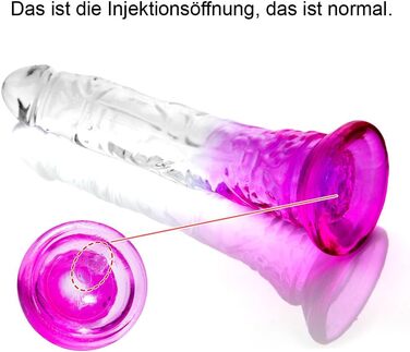 Градієнтний прозорий фіолетовий комбінований фалоімітатор на присосці 3 розміри (малий, середній, великий), без яєць, гра без використання рук, анальний та вагінальний секс. Реалістичний пеніс для початківців та досвідчених користувачів.