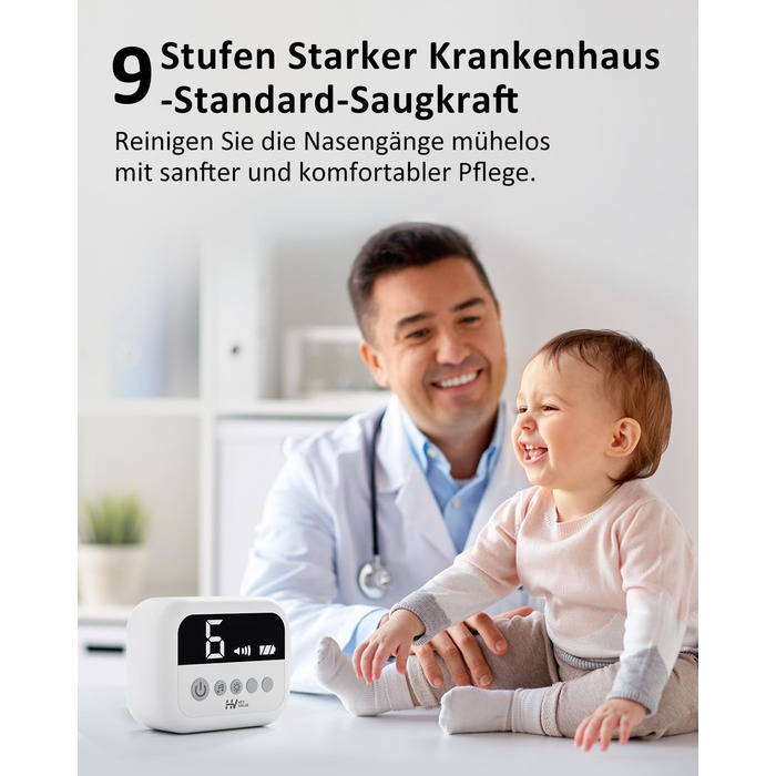 Дитячий електричний назальний аспіратор. Електричний назальний аспіратор для немовлят. 9 сил всмоктування.