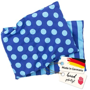 Подушка з вишневих кісточок, підходить для мікрохвильової печі та духовки - Синя в смужки та цятки Ручна робота Зроблено в Німеччині Приблизно 20 x 60 см Бавовна OEKO-TEX Зернова подушка для шиї та спини