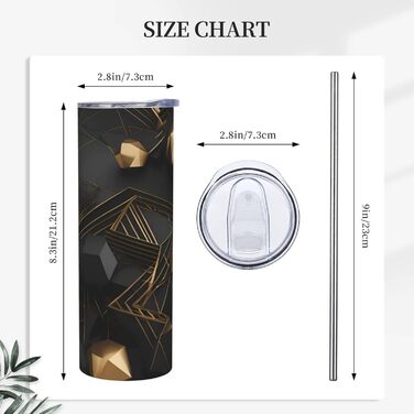Кухоль з прямою трубочкою, 590 мл, чорно-золотий, картатий, з принтом, дорожній кухоль, підходить для кемпінгу, офісу та дому